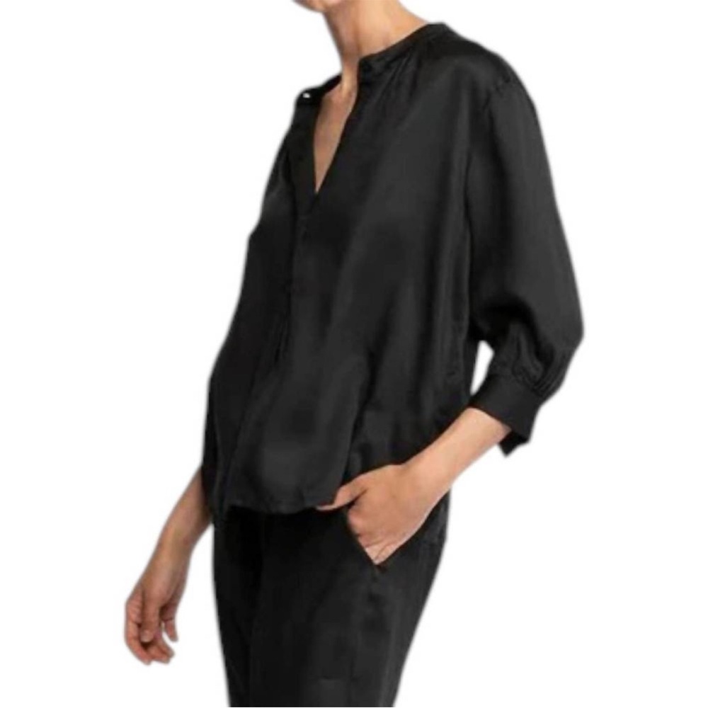 NEU NOMADS top celia blouse in solid black 100% modal size medium